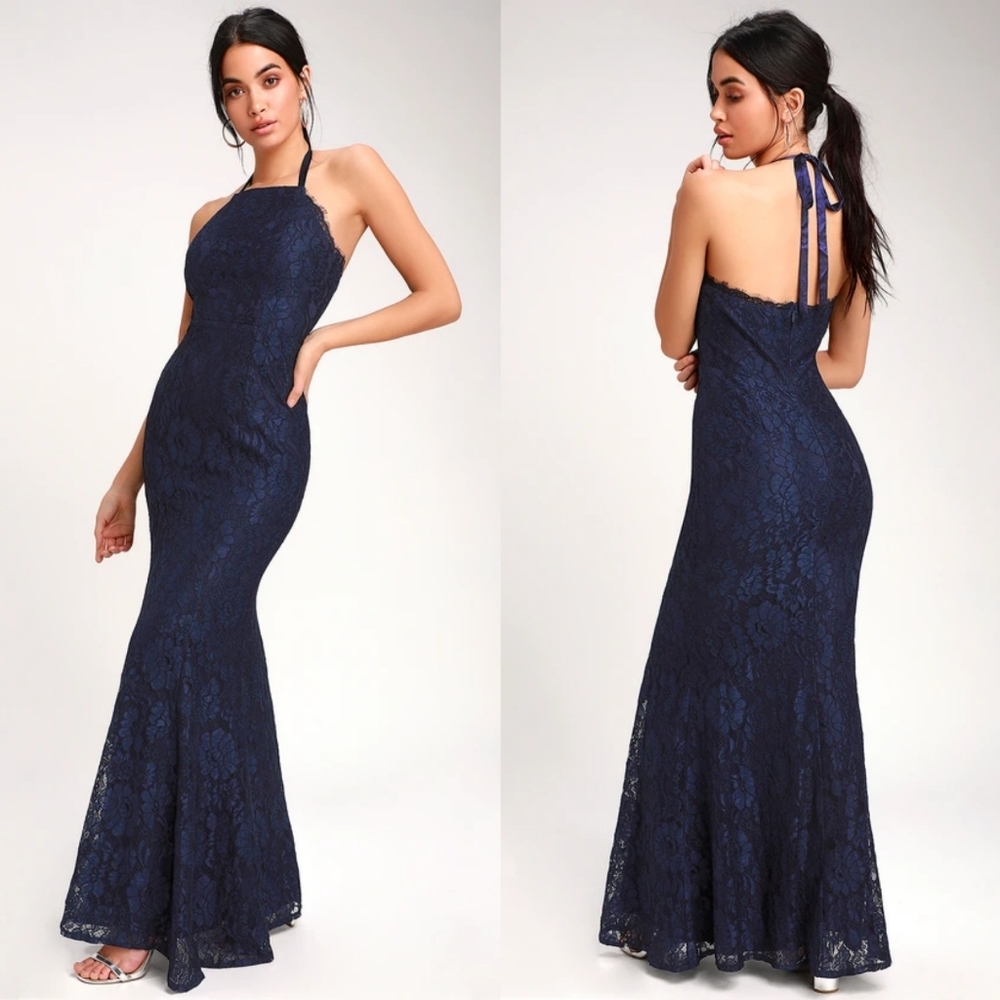 Navy Lace Mermaid Dress